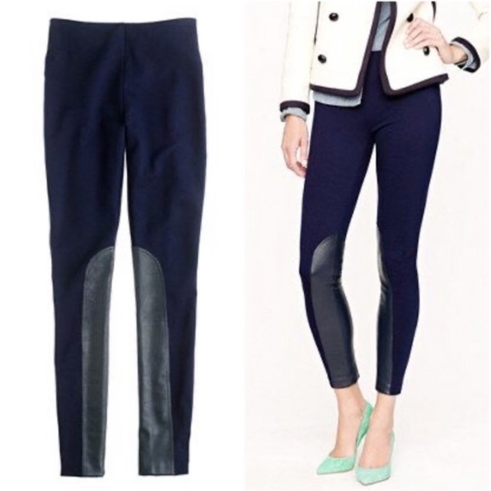 J. CREW Jodhpur Leather Pixie Pants Leggings Navy